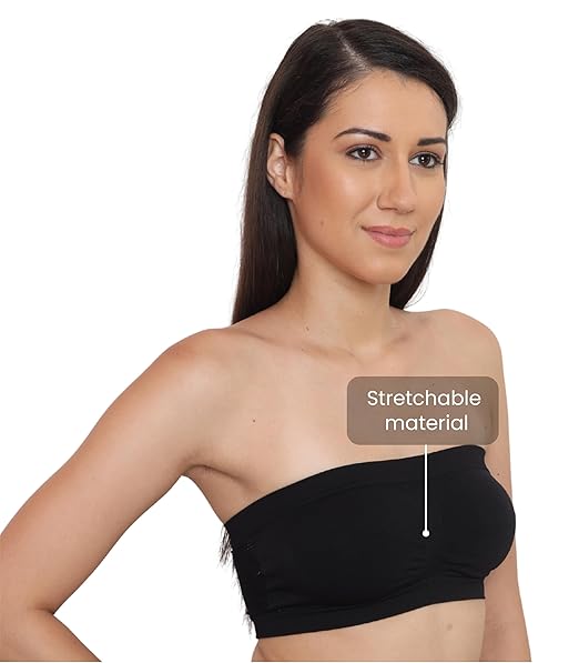 GLAMORAS Women’s Non-Padded Tube Bra – Soft Nylon Spandex, Strapless Comfort Fit